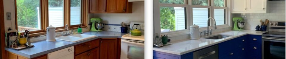 Before and after kitchen renovation comparison.