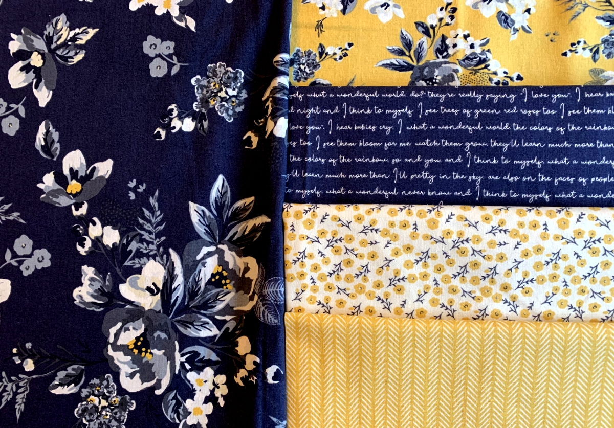 Gingham Foundry - Blue Floral Yardage, Navy, Riley Blake, Fabric Yarda -  Keri Quilts